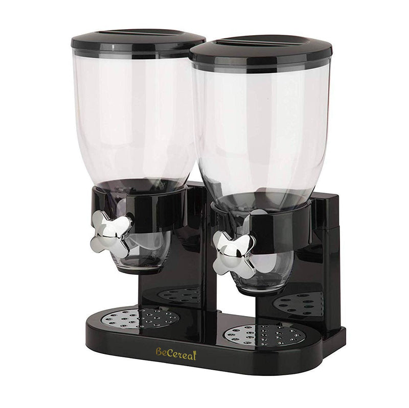 Doppio Contenitore Dispenser per Cereali Frutta Secca 8 Litri Nero
