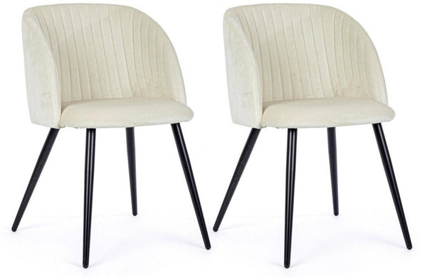 online Set 2 Sedie 53x57x81,5 cm in Poliestere Effetto Velluto Bianco
