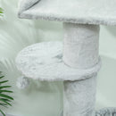 Albero Tiragraffi per Gatti Alto 103.5 cm con Lettino e Amaca, Rivestimento in Peluche, Grigio Chiaro      