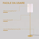 Lampada da Terra con Interruttore a Catena Paralume in Lino e Base in Acciaio Attacco E27 Oro e Crema      