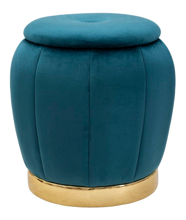 Pouf Contenitore Paris Oro Ø 43x43 cm in Legno e Poliestere Ottanio sconto