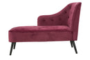 Chaise Longue Paris 132x62x90 cm Legno Spugna e Velluto Sintetico Bordeaux e Nero