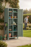 Armadio da Giardino 8 Ripiani 80x44x182 cm Keter Planet Outdoor Multispace Grigio e Verde