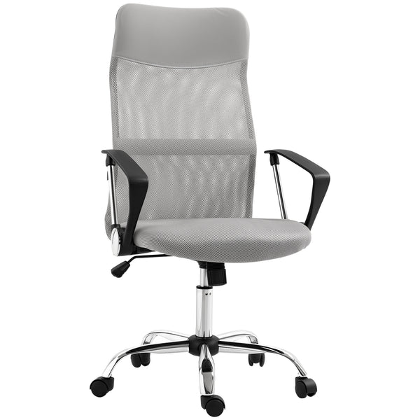 online Sedia Ergonomica da Ufficio Girevole 63x65x109-119 cm con Schienale a Rete Grigio Chiaro
