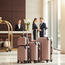 Set 4 Bagagli da Viaggio Trolley Rigido Easy Roll e Beauty Case in ABS Rosa