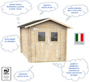 Casetta Box da Giardino per Attrezzi 198x198 cm con Porta Doppia Finestrata in Legno Naturale