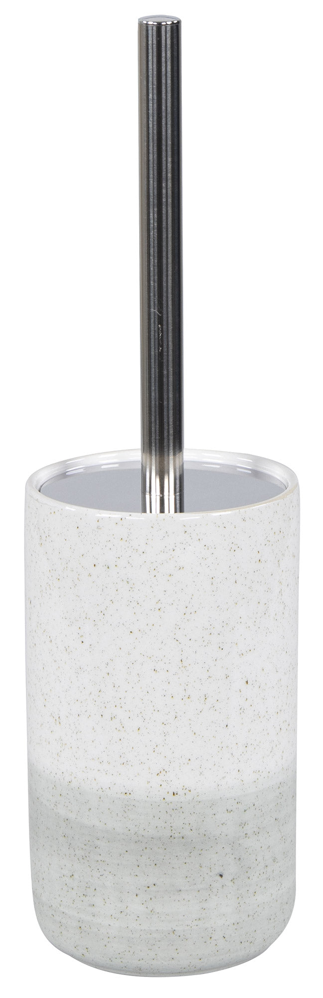 Porta Scopino Ø9,8x35 cm in Ceramica Bianco-Grigio