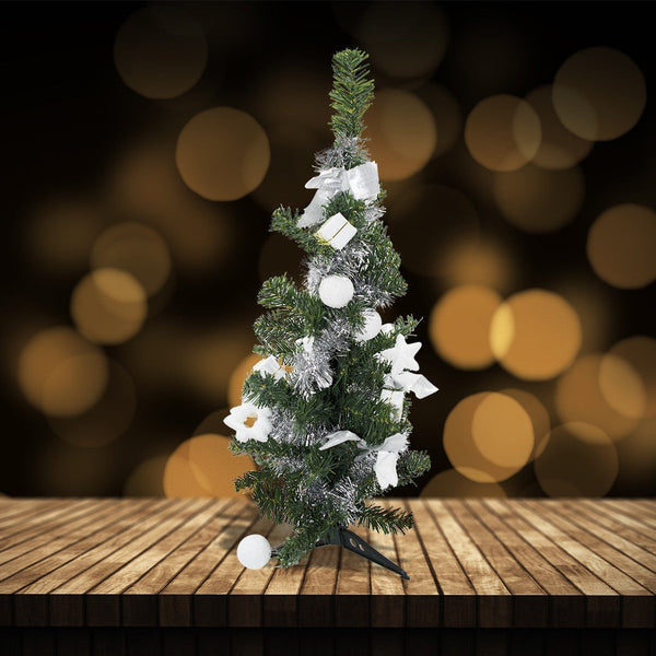 acquista Albero di Natale da tavola verde e grigio 60H cm con decorazioni su rami