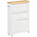 Mobiletto a Colonna da Bagno Portaoggetti 50x13x67,5 cm con Ruote in Legno  Bianco