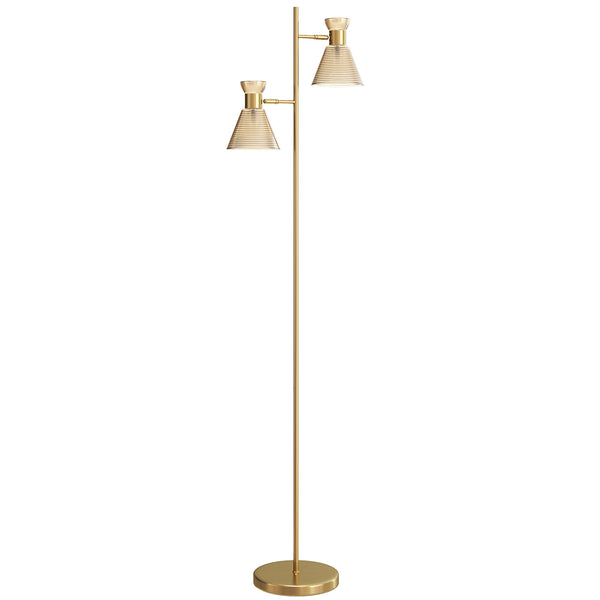 sconto Lampada da Terra Moderna con 2 Luci Orientabili Interruttore a Pedale Oro