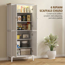 Credenza Mobile da Cucina 80x40x176,5 cm con Luce LED Dimmerabile a 3 Colori Ripiani Regolabili in MDF Bianco      