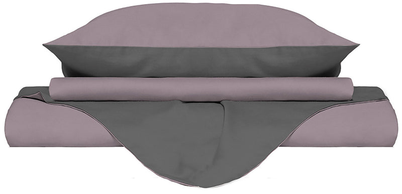 Copripiumino con Sacco e Federe Doubleface Rosa Antico\/Fumo Varie Misure