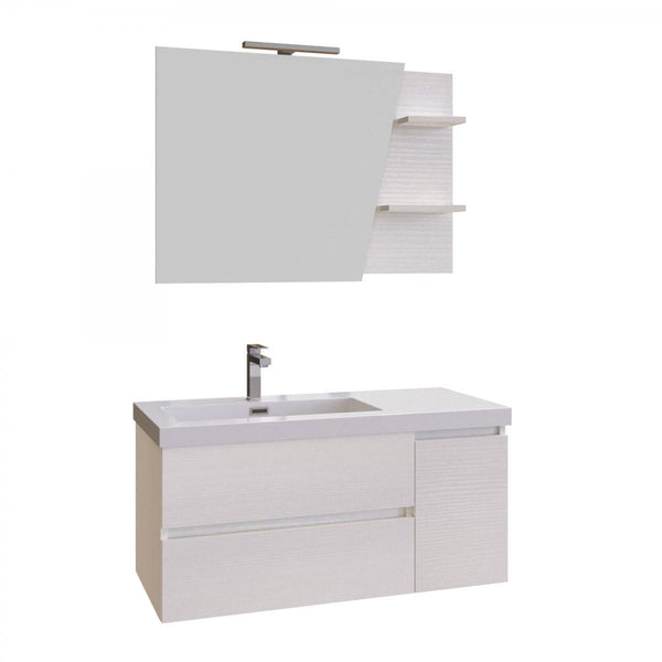 prezzo Mobile Bagno Sospeso 100 cm Lavabo e Specchio Bonussi Pegaso Bianco