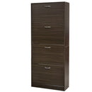 Scarpiera 4 Ante 63x24x150 cm a Doppia Profondità con Maniglie in Metallo in MDF Noce      