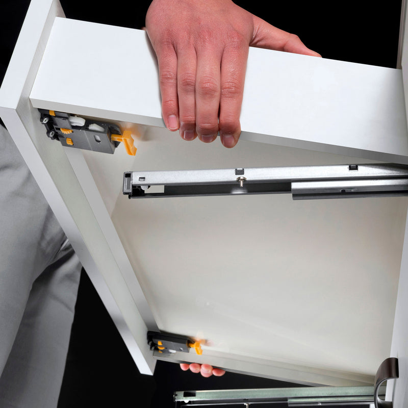 Set 10 Guide Cassetto con Estrazione Soft Prodondità 290 mm in Acciaio Emuca Bianco