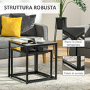 Set 2 Tavolini Moderni Piani in Vetro Temperato Nero