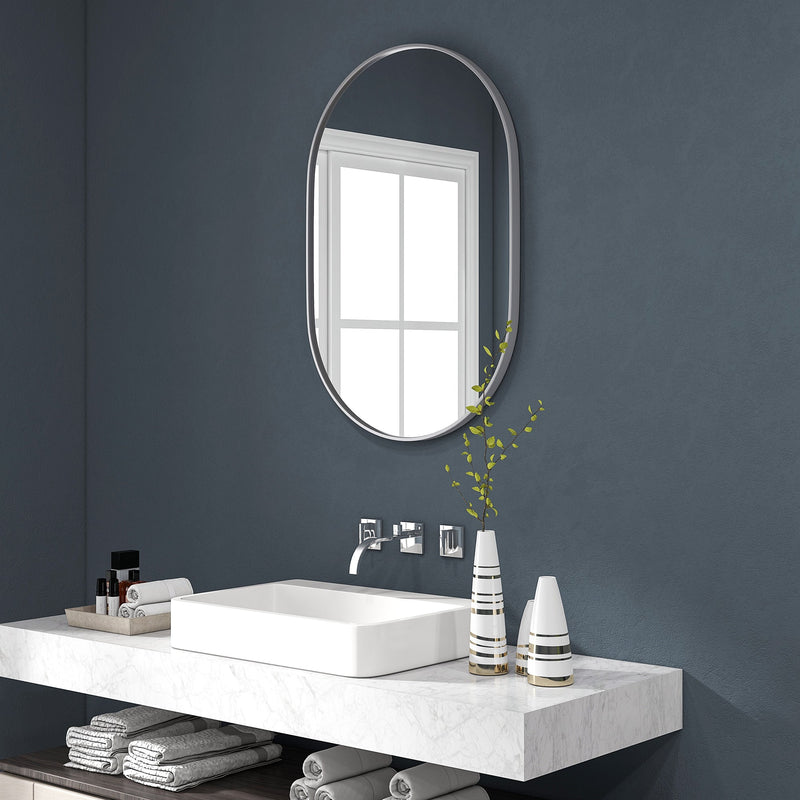 Koonmi Specchio ovale da bagno, 43 x 76 cm, in vetro temperato, da parete, senza distorsioni, da appendere orizzontalmente o verticalmente, per camera Koonmi Specchio ovale da bagno, 43 x 76 cm, in vetro temperato, da parete, senza distorsioni, da appendere orizzontalmente o verticalmente, per camera