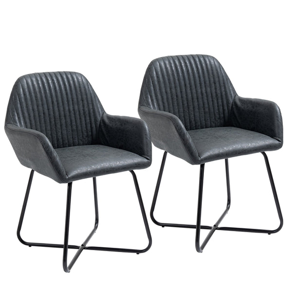 Set 2 Sedie Imbottite 60x56,5x85 cm in Similpelle Nere acquista