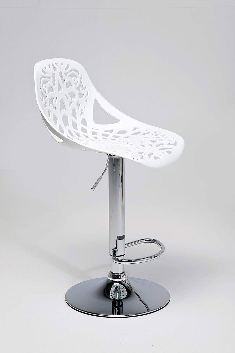 Sgabello con  Alzata a Gas e Seduta Girevole in Polipropilene Vandi Bianco