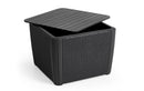 Tavolino Contenitore da Giardino 57x57x43 cm in Resina Keter Luzon Plus Antracite