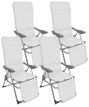 Set 4 Sedie a Sdraio Reclinabili Pieghevoli 59x76x109 cm con Poggiapiedi in Alluminio e Textilene A