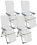 Set 4 Sedie a Sdraio Reclinabili Pieghevoli 59x76x109 cm con Poggiapiedi in Alluminio e Textilene A