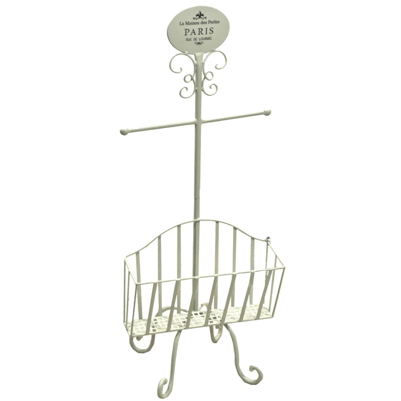 Piantana Porta Rotolo a Stelo in Metallo con Portariviste 34x23H82cm Paris