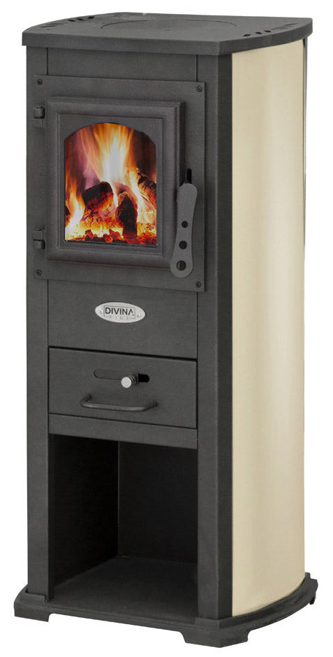 Stufa a Legna 7kW 120 m3 in Acciaio Beige sconto