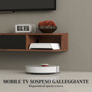 Mobile Porta TV fino 50" Sospeso 120x24x16 cm con Cassetto 2 Ripiani Aperti e Foro Passacavi Noce      
