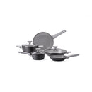 Batteria di Pentole 8 Pezzi Antiaderente Induzione in Alluminio Effetto Pietra Moneta Opale Stone Grey