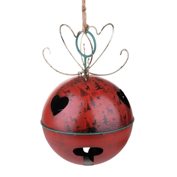 Addobbi Natalizi Sfera da Appendere Ø 20 cm in Metallo Rosso e Verde sconto