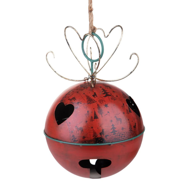 Addobbi Natalizi Sfera da Appendere Ø 20 cm in Metallo Rosso e Verde