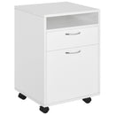 Cassettiera Portadocumenti da Ufficio in Legno con 2 Cassetti e Ruote Bianco 40x35x60 cm 