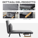 Poltrona Letto Singolo Trasformabile 63x73x81 cm in Tessuto Effetto Velluto Grigio Scuro  