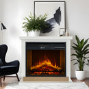 Camino Elettrico da Terra 75x28x70 cm Stoccolma in Legno Bianco L75xP28xH70 cm      