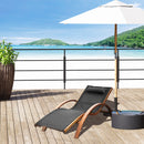 Lettino Prendisole Chaise Longue 165x72x86 cm in Legno e Tessuto a Rete Nero