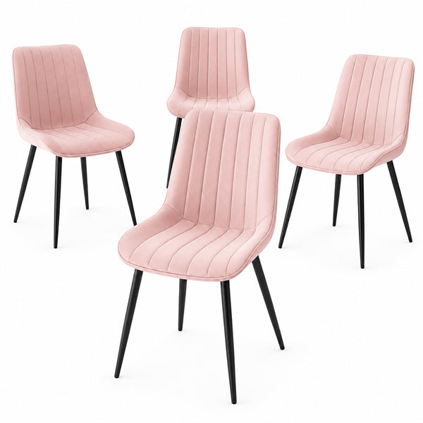 Set 4 Sedie da Pranzo Seduta Ergonomica 43x52x85 cm Struttura in Acciaio in Velluto Rosa acquista