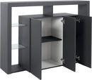 Credenza con 3 Ante e Ripiani in Vetro a Giorno 150x40x100 cm Essential 3A Grigio Antracite Opaco  
