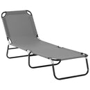 Sdraio da Giardino Pieghevole 188x56x28 cm con Schienale Regolabile Acciaio e Tessuto Oxford Grigio      