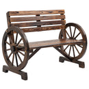 Panchina da Giardino 2 Posti 105,5x56x79 cm con Braccioli a Ruota di Carro in Legno a Doghe Marrone Bruciato      