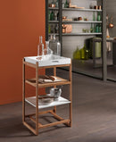 Scaffale 3 Ripiani con Cassetto in Bambù 45x35x75cm TFT Accessories Bianco Marrone