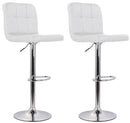 Set 2 Sgabelli 44x38x63/82 cm in Ecopelle con Base Cromata Bianco