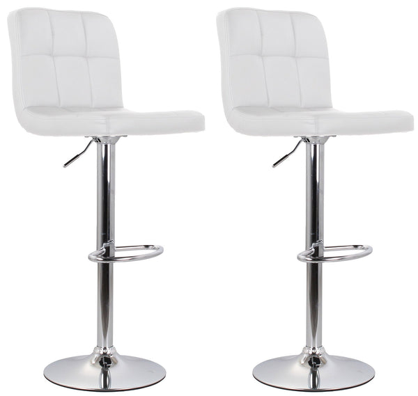 sconto Set 2 Sgabelli 44x38x63/82 cm in Ecopelle con Base Cromata Bianco