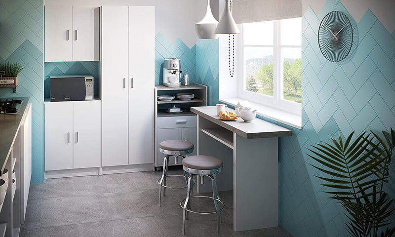 Console Apribile a Libro 120x35x77 cm in Legno Bianco e Cemento