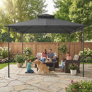 Gazebo da Giardino 300x300x285 cm con Doppio Tetto in Poliestere e Metallo Grigio Scuro      