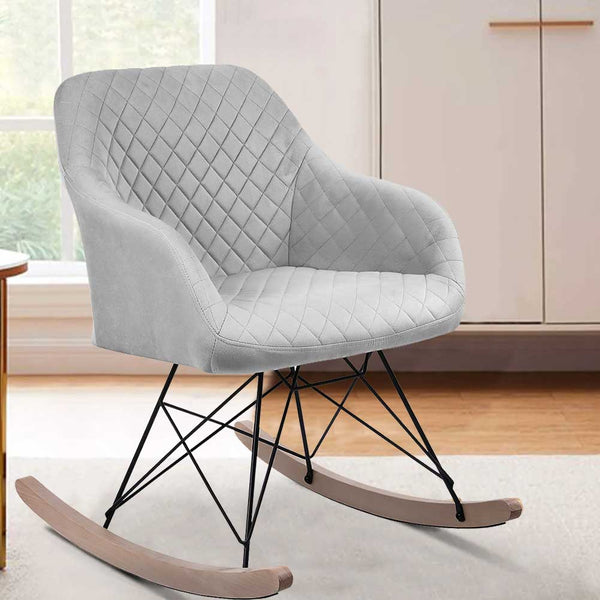 sconto Poltrona Sedia Dondolo Relax Base Slitta Scandinavo Imbottita Design Unic Grigio