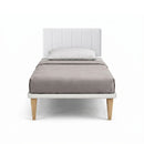 Letto 1 Piazza e Mezza con Rete Rivestita Similpelle Bianco Tessis Testata Vertical Varie Misure