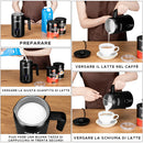 Montalatte Elettrico 500W Cappuccinatore Caldo Freddo Schiumatore Latte in Acciaio e PP Nero