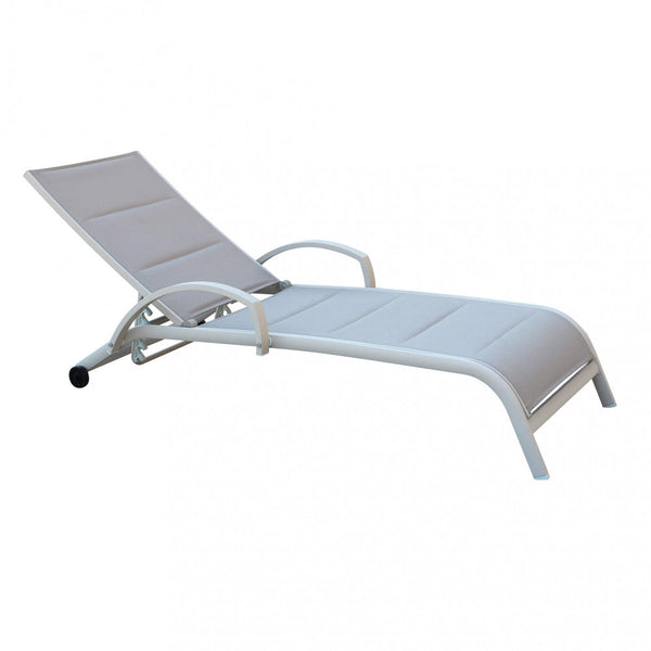 online Lettino Prendisole da Giardino Malaga Impilabili 196,5x71x92,5 h cm in Alluminio Tortora