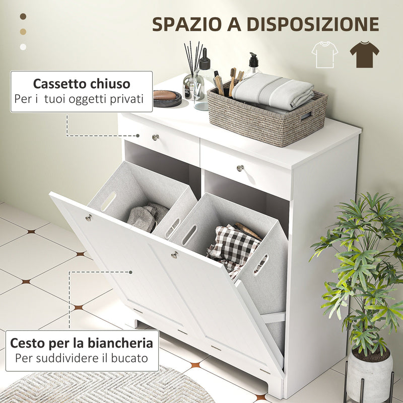 Mendler - Portabiancheria Hwc-b60 Legno Di Abete 2x Ceste 68l Legno Mendler - Portabiancheria Hwc-b60 Legno Di Abete 2x Ceste 68l Legno